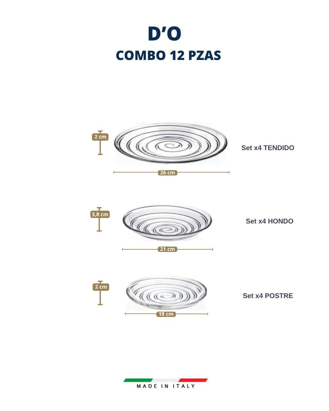 𝗗'𝗢 𝗢𝗟𝗗𝗔𝗡𝗜 - 𝗖𝗢𝗠𝗕𝗢𝗦 | RCR - Cristaleria Italiana | Vajilla de Cristal en 12 y 16 piezas