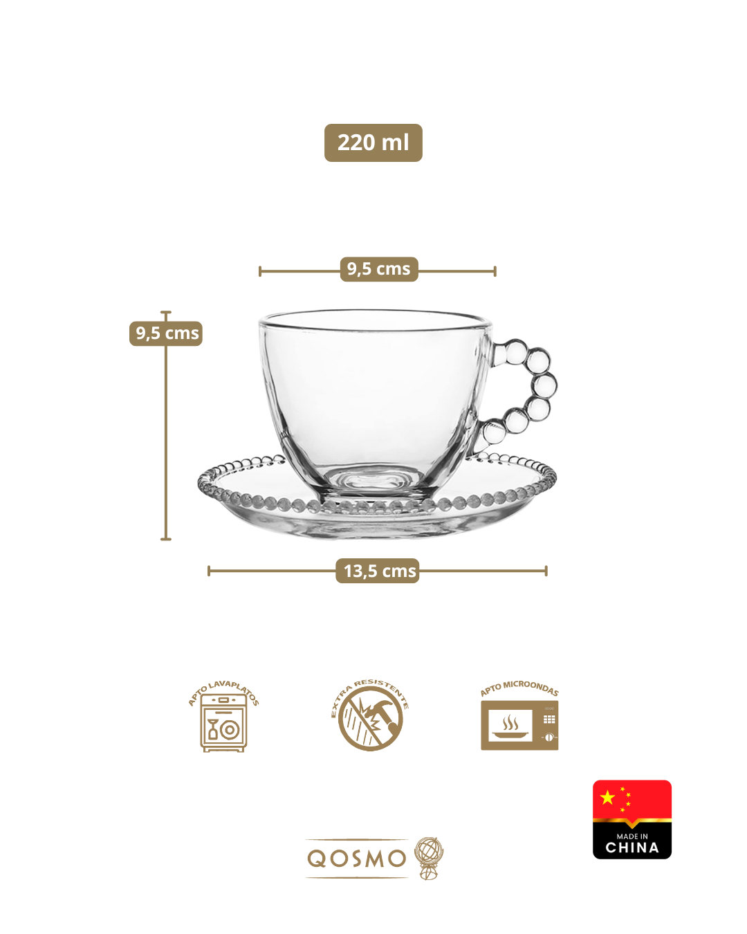 BUBLE 220 ml | Set de Tazas de Té con Platillos | Glassware