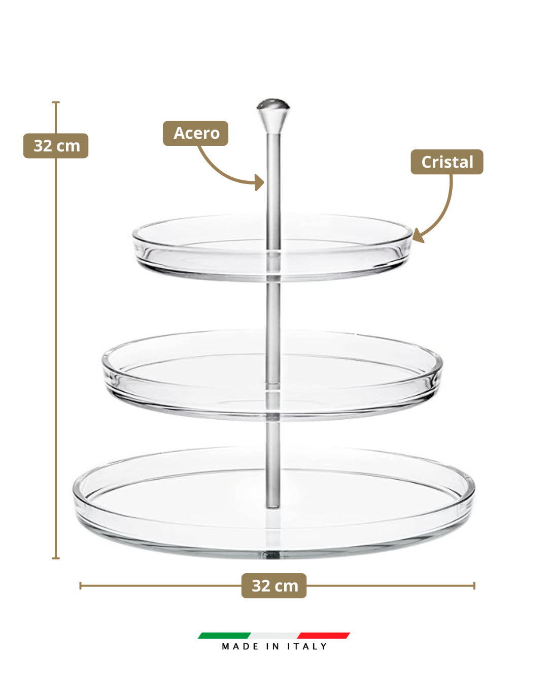 CRYSTAL RACK - 3 Niveles - Portabocaditos de cristal y acero