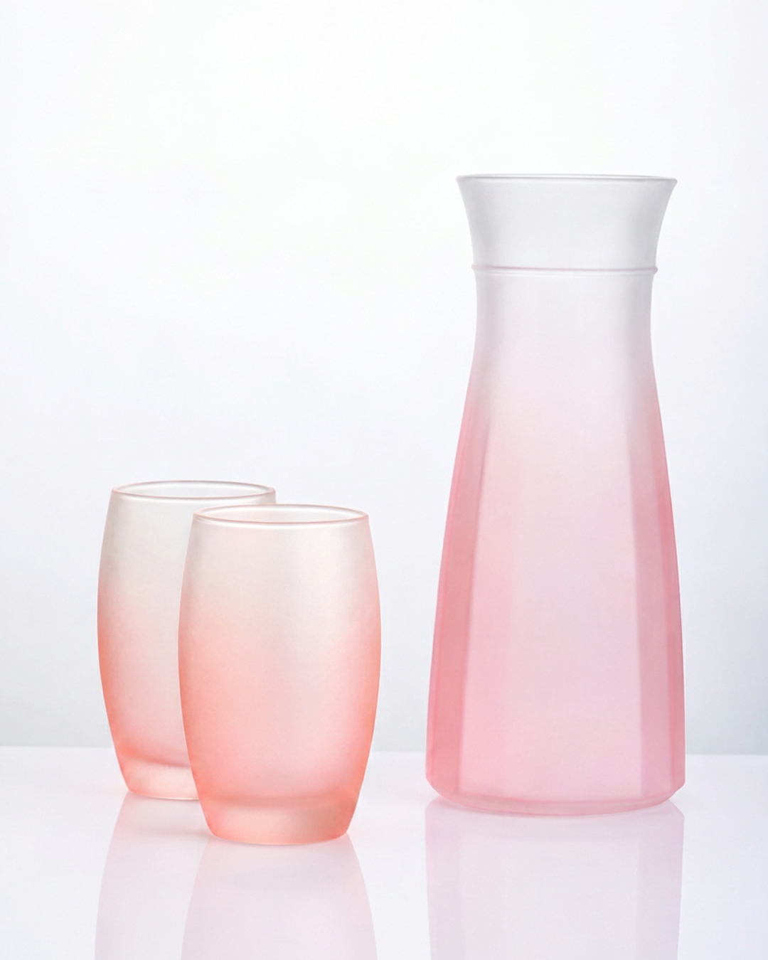 𝗙𝗥𝗢𝗦𝗧 𝗥𝗢𝗦𝗔 - 𝟯 𝗣𝗶𝗲𝘇𝗮𝘀 | Luminarc | 1 Jarra 1 lt. + 2 vasos 350 ml.