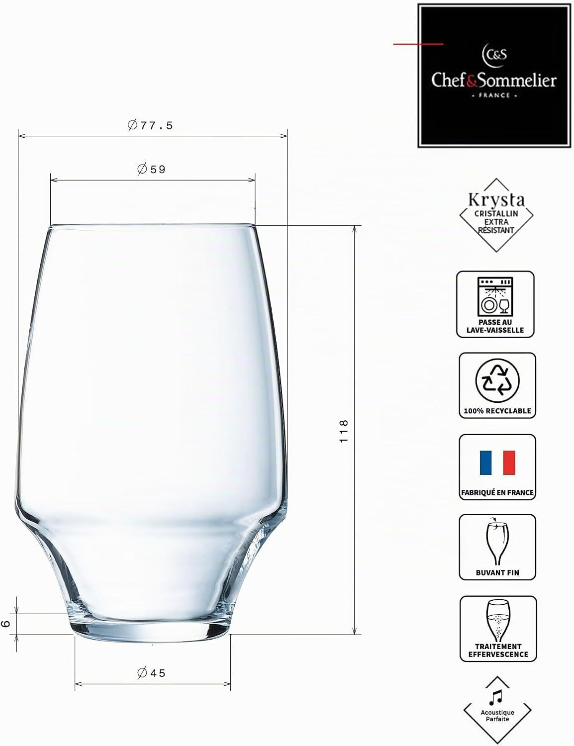 𝗢𝗣𝗘𝗡 𝗨𝗣 𝗛𝗕 𝟯𝟱 𝗖𝗟 | Chef & Sommelier | 6 vasos 350 ml