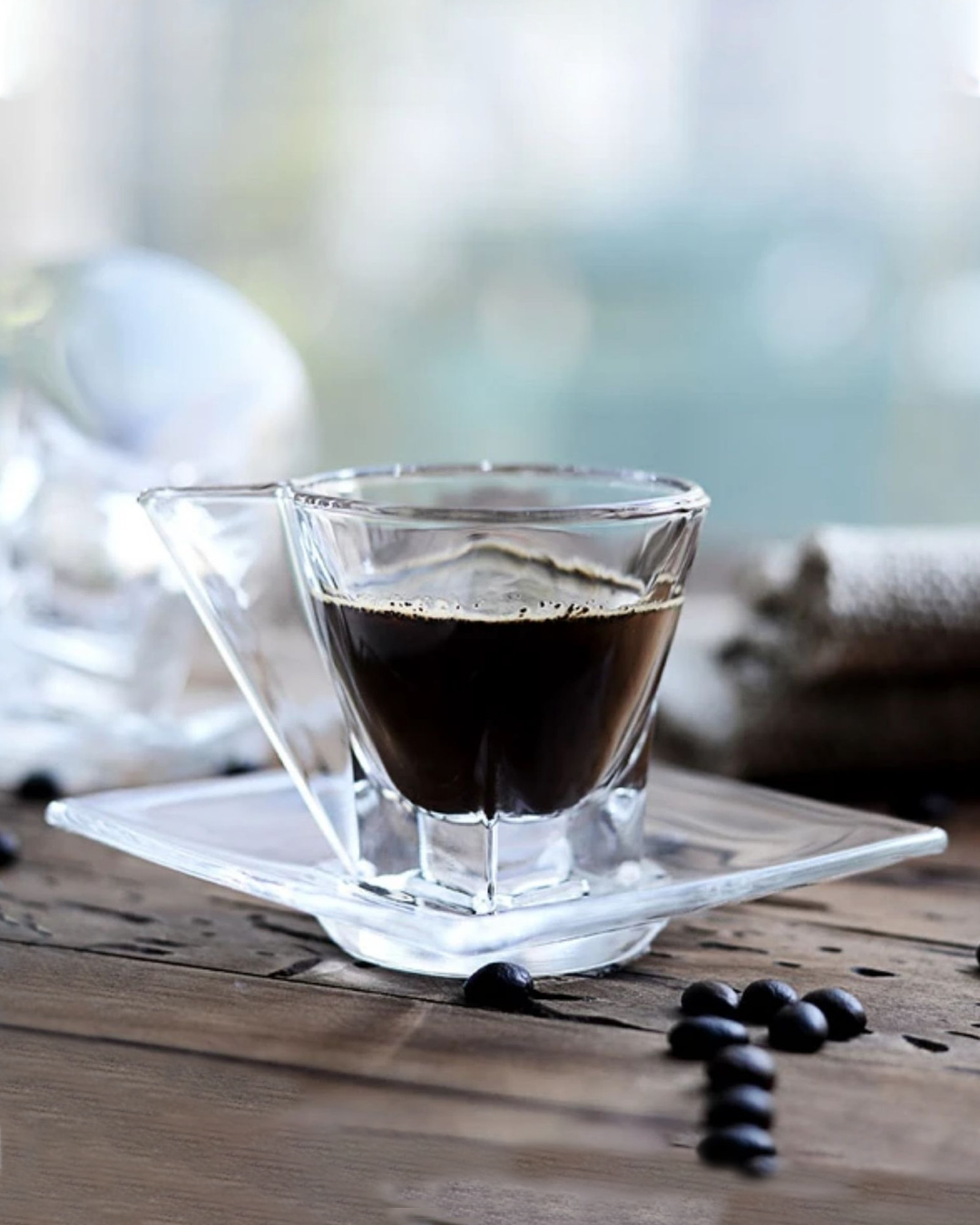 LUXYON CAPUCCINO 190 ml | Set 2 Tazas de Cristal + 2 platillos