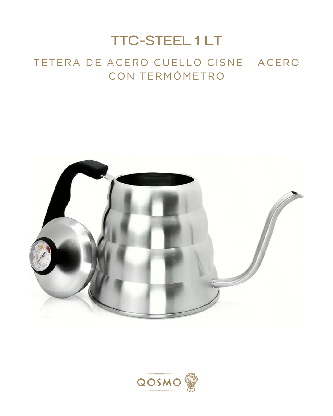 HERVIDOR CUELLO CISNE | Acero Inoxidable con Termómetro - 1 Lt