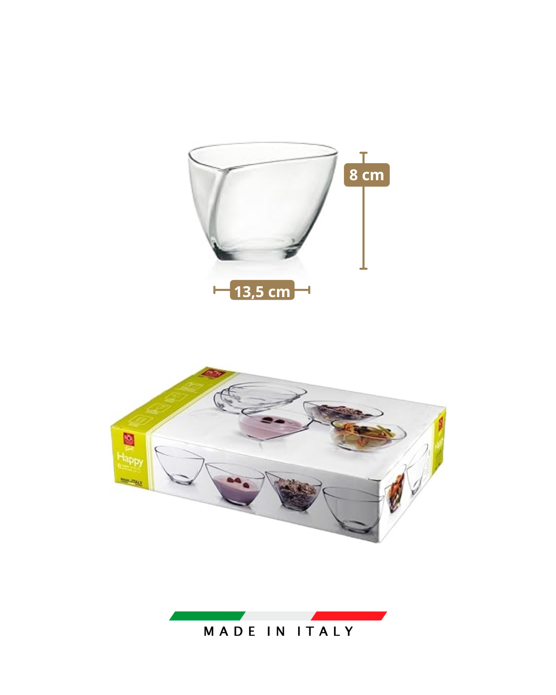 HAPPY BOWLS 400 ml - Bolos de cristal Luxion
