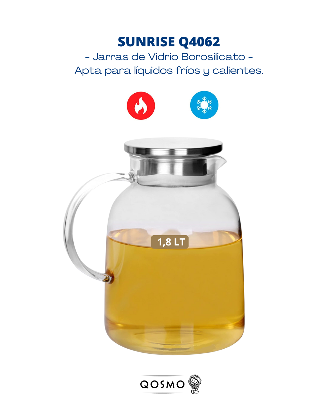 SUNRISE Q4062 - 1.8 Lts. Tetera Jarra Vidrio Borosilicato