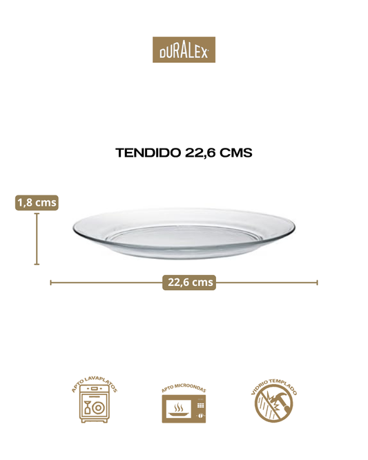 𝗗𝗨𝗥𝗔𝗟𝗘𝗫® - 𝗧𝗲𝗻𝗱𝗶𝗱𝗼 𝟮𝟮 𝗰𝗺 | Platos de Vidrio Templado - Docena