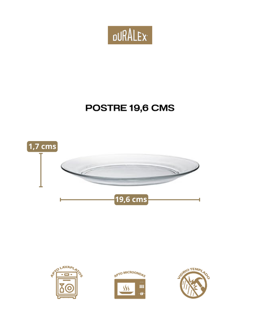 𝗗𝗨𝗥𝗔𝗟𝗘𝗫® - 𝗣𝗼𝘀𝘁𝗿𝗲 𝟭𝟵 𝗰𝗺 | Platos de Vidrio Templado - Docena