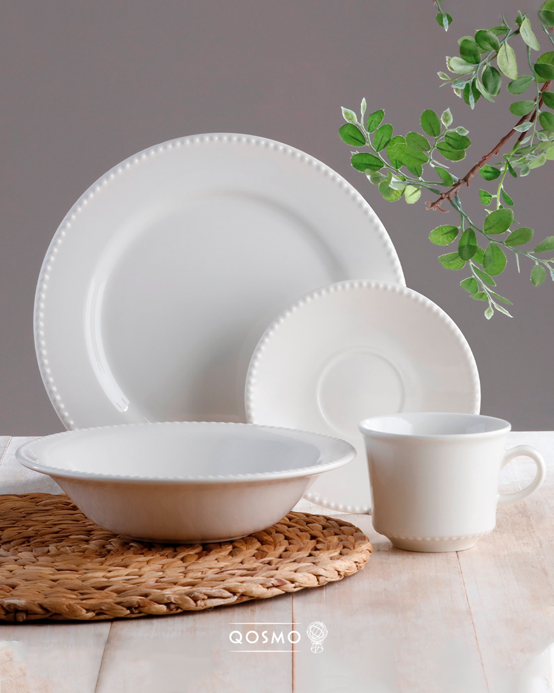 Vajilla blanca Corona - 16 piezas para 4 personas