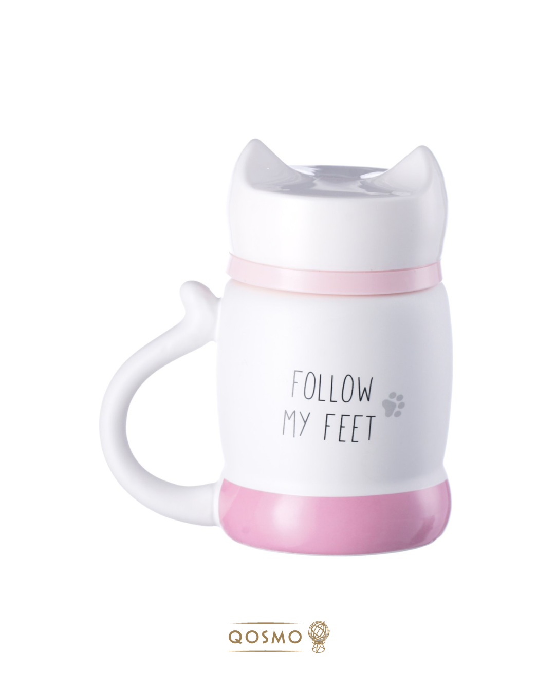 FOLLOW MY FEET - 400 ml Taza 3D Cool Cat de cerámica con tapa