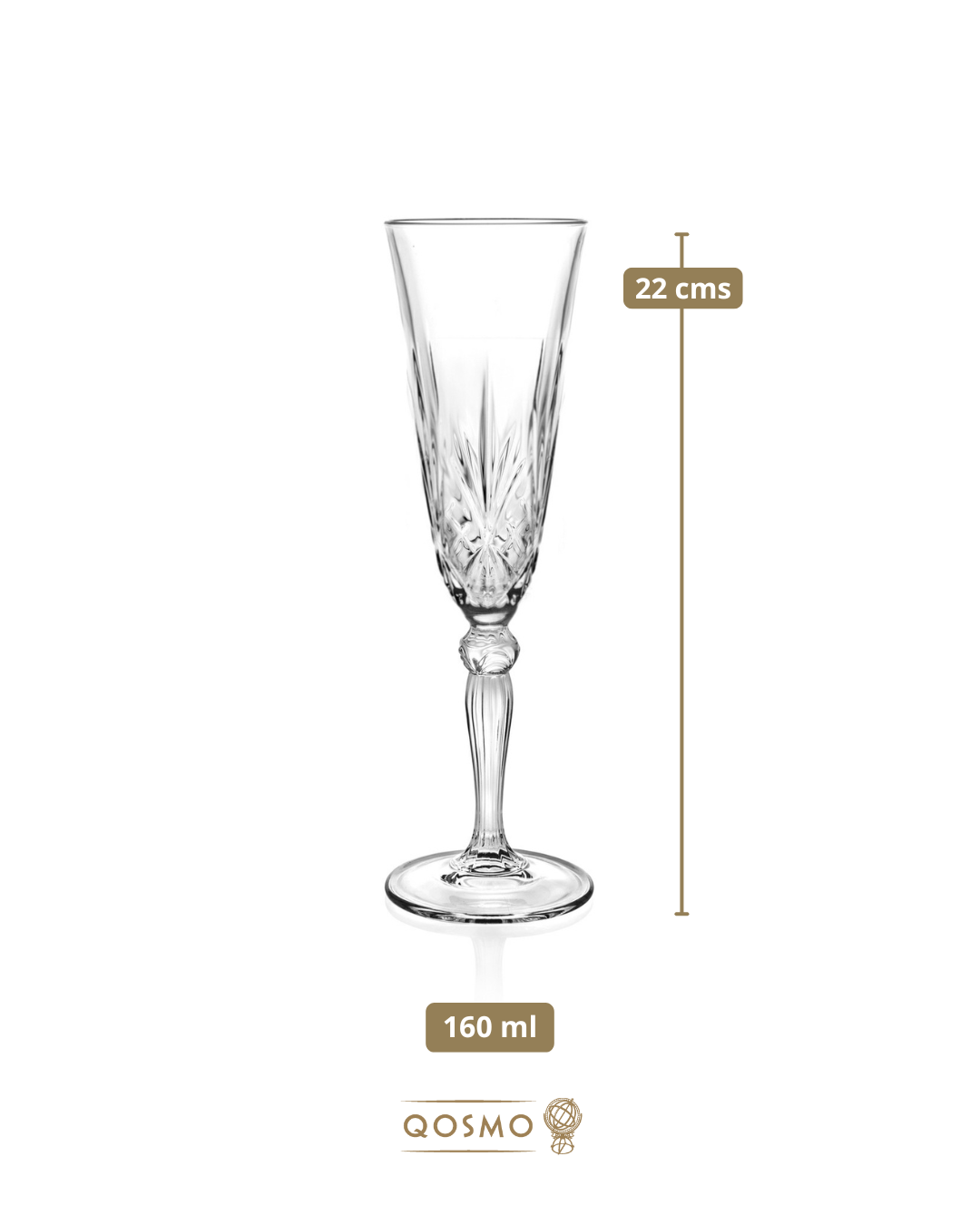 𝗠𝗘𝗟𝗢𝗗𝗜𝗔 - 𝗖𝗵𝗮𝗺𝗽𝗮𝗴𝗻𝗲 𝟭𝟲𝟬 𝗺𝗹 | 𝟲 𝗖𝗼𝗽𝗮𝘀 𝗙𝗹𝗮𝘂𝘁𝗮 | 𝗖𝗿𝗶𝘀𝘁𝗮𝗹 𝗧𝗮𝗹𝗹𝗮𝗱𝗼