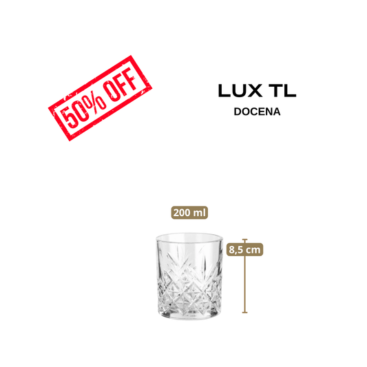 𝗟𝗨𝗫 𝗧𝗟 | DOCENA - Vasos 200 ml | Vasos vidrio tallado estilo vintage