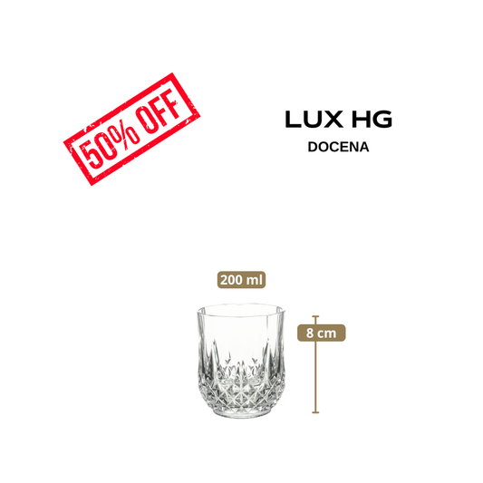 𝗟𝗨𝗫 𝗛𝗚 | DOCENA - Vasos 200 ml | Vasos vidrio tallado estilo vintage