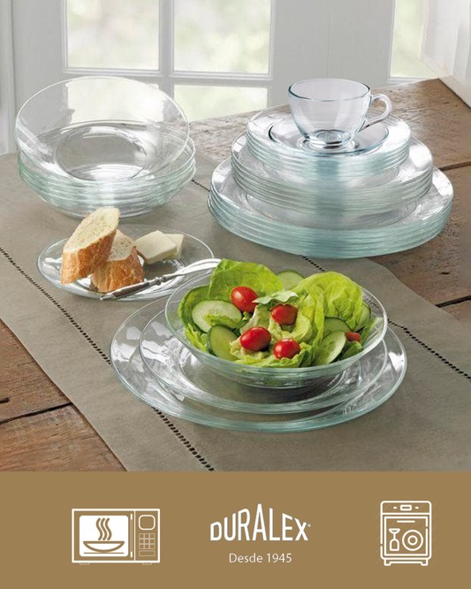 𝗗𝗨𝗥𝗔𝗟𝗘𝗫® 𝗦𝗲𝘁 𝟰𝟮 𝗽𝗶𝗲𝘇𝗮𝘀 - 𝟲 𝗽𝗲𝗿𝘀𝗼𝗻𝗮𝘀 | Vajilla de Vidrio Templado