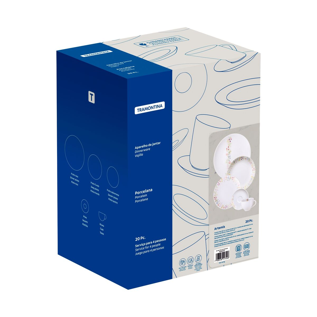 ARTEMIS | Porcelana Tramontina | 20 Platos - 4 Personas