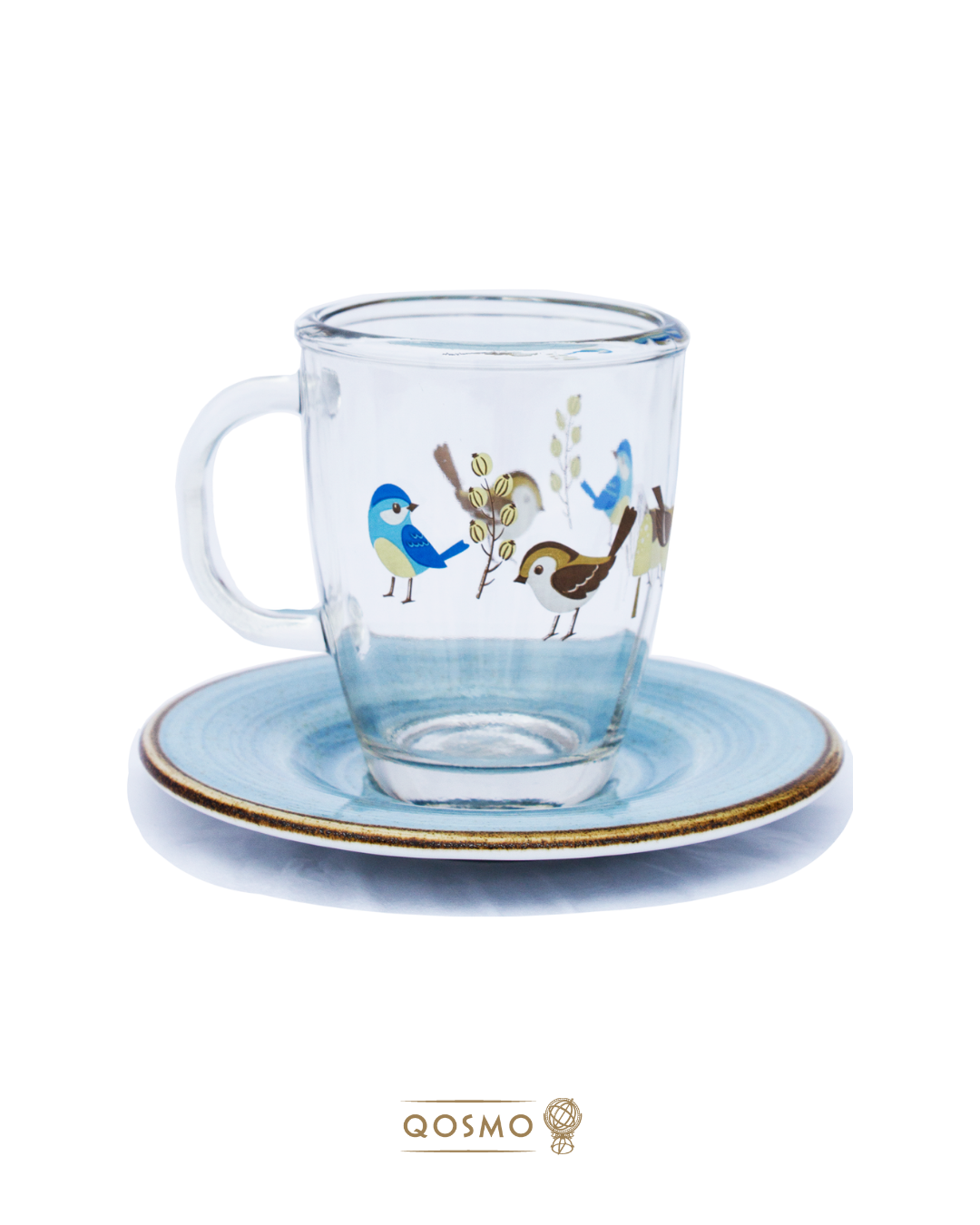 BLUEBIRD 350 ML | Set de 6 Tazas con Platos Artisan de Porcelana