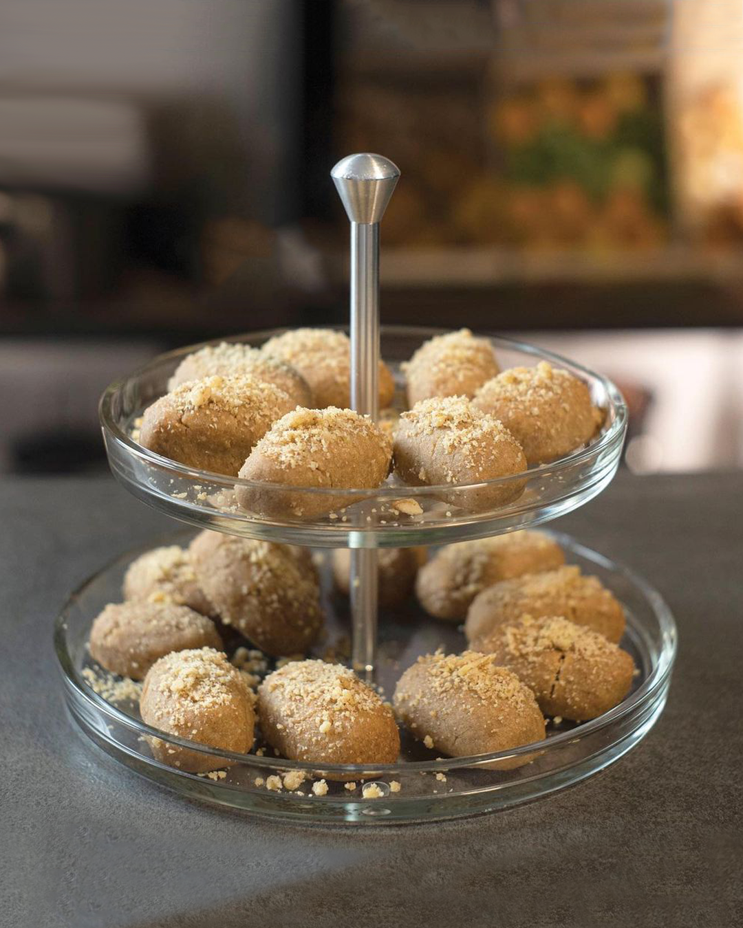 CRYSTAL RACK - 2 Niveles - Portabocaditos de cristal y acero