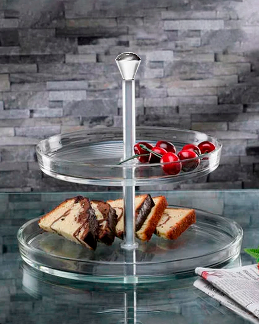 CRYSTAL RACK - 2 Niveles - Portabocaditos de cristal y acero