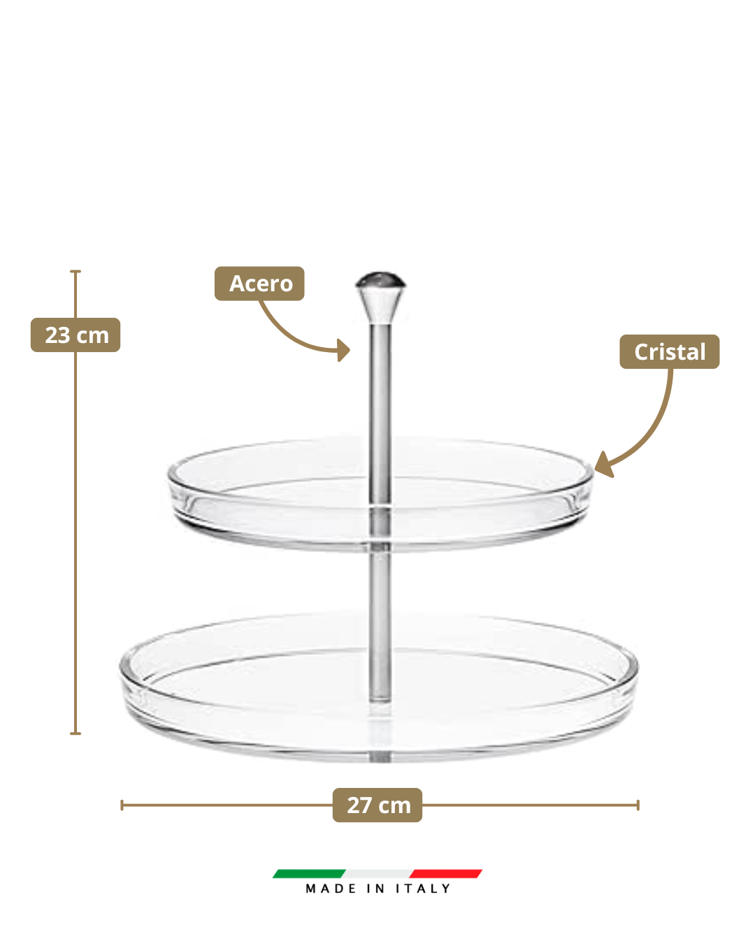 CRYSTAL RACK - 2 Niveles - Portabocaditos de cristal y acero