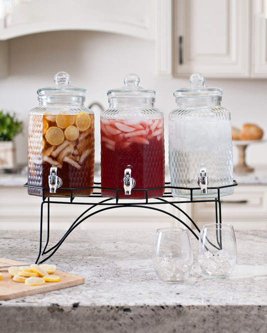 𝗗𝗥𝗜𝗡𝗞 𝗖𝗟𝗨𝗕 𝟭𝟮 𝗟𝘁𝘀. - Dispensador de 3 envases (4 Lts c/u) con soporte de metal.