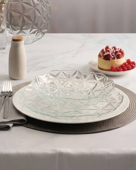 𝗘𝗦𝗧𝗥𝗘𝗟𝗟𝗔 - 𝗦𝗲𝘁 𝟭𝟮 𝗽𝗹𝗮𝘁𝗼𝘀 | Paşabahçe - Turquía | 6 Hondos 22 cm + 6 Tendidos 28 cm