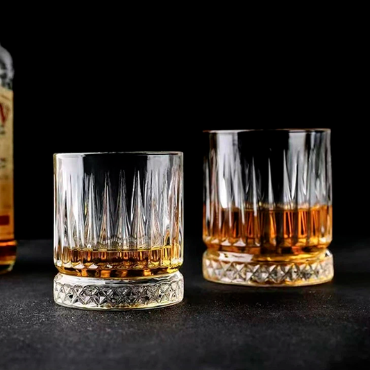 𝗘𝗧𝗘𝗥𝗡𝗔𝗟 𝟯𝟯𝟬 𝗺𝗹 | DOCENA Vasos Dof Whiskeros | Vidrio cristalino tallado.