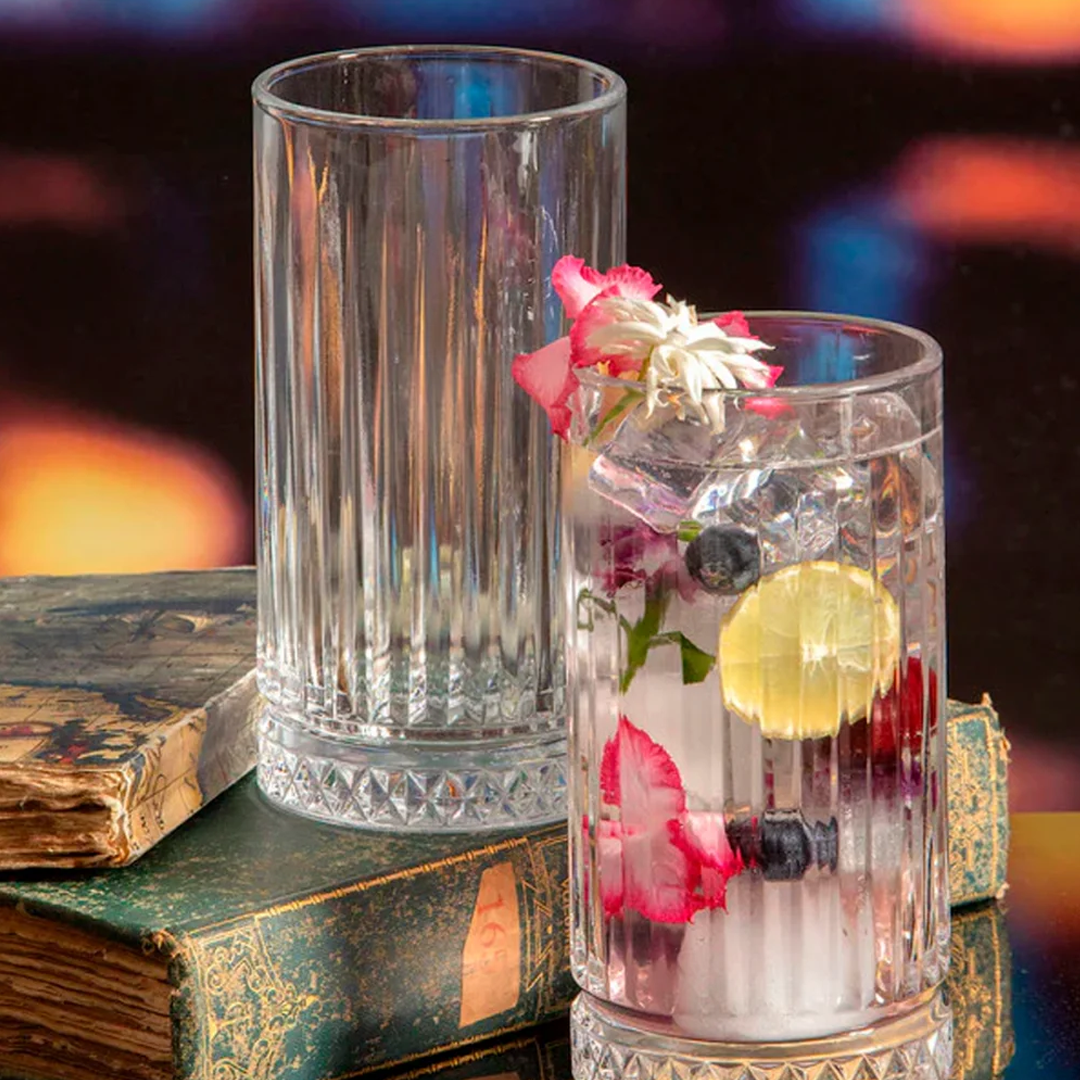 𝗘𝗧𝗘𝗥𝗡𝗔𝗟 𝟰𝟲𝟱 𝗺𝗹 | DOCENA Vasos HB Longdrink | Vidrio cristalino tallado.