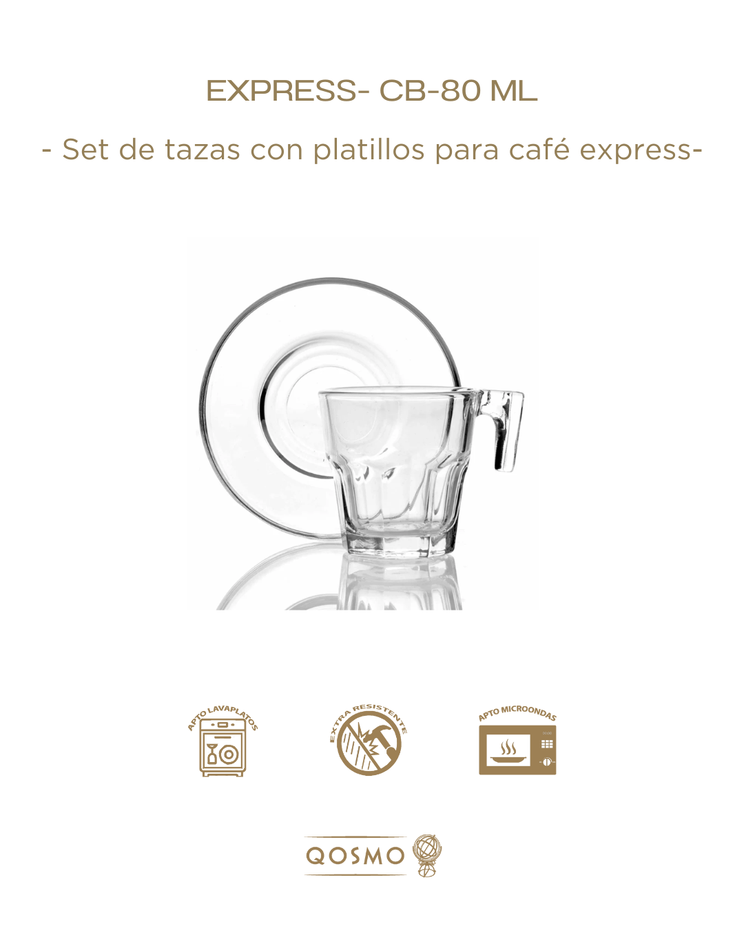 EXPRESS CB 80 ML | Tazas con platillo para café express | Glassware Vidrio Templado