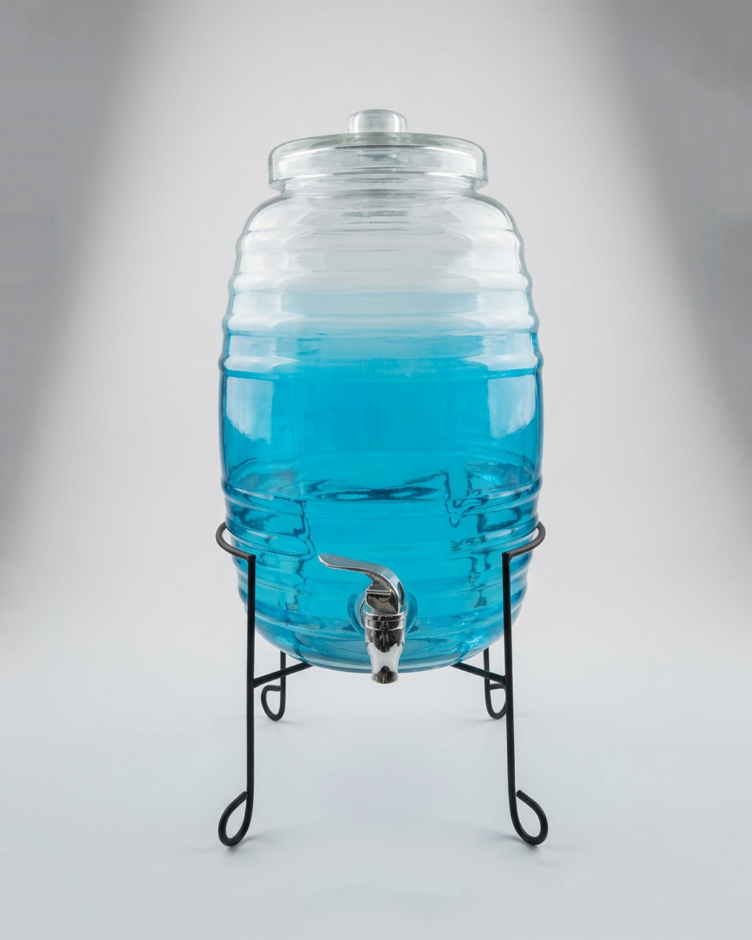 𝗕𝗮𝗿𝗿𝗲𝗹 𝗖𝗲𝗹𝗲𝘀𝘁𝗲 𝟭𝟬 𝗟𝘁𝘀. - Dispensador de vidrio con soporte de metal.