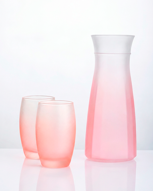 𝗙𝗥𝗢𝗦𝗧 𝗥𝗢𝗦𝗔 - 𝟯 𝗣𝗶𝗲𝘇𝗮𝘀 | Luminarc | 1 Jarra 1 lt. + 2 vasos 350 ml.