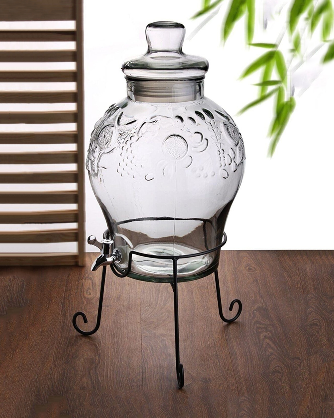 𝗙𝗥𝗨𝗬 𝟲 𝗟𝘁𝘀 - Dispensador de vidrio con soporte de metal.