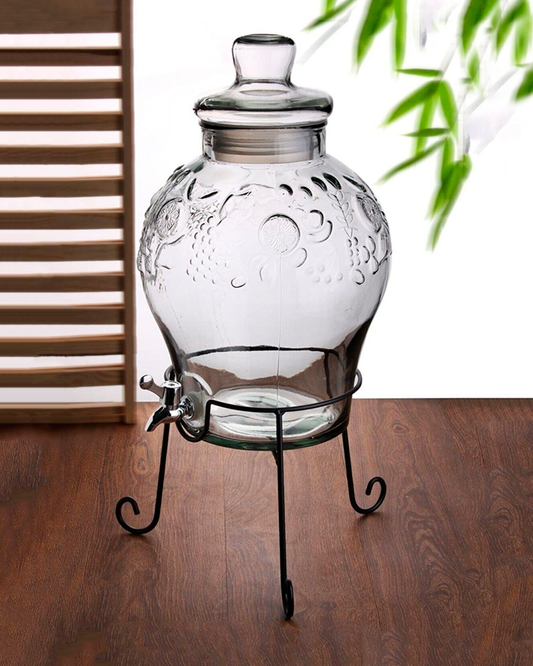 𝗙𝗥𝗨𝗬 𝟲 𝗟𝘁𝘀 - Dispensador de vidrio con soporte de metal.