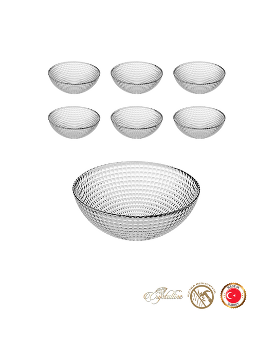 𝗚𝗘𝗡 𝗕𝗢𝗪𝗟𝗦 - 𝟳 𝗣𝗶𝗲𝘇𝗮𝘀 | Pasabahce - Turquía | 1 bolo grande 2400 ML + 6 bolos chicos 300 ML