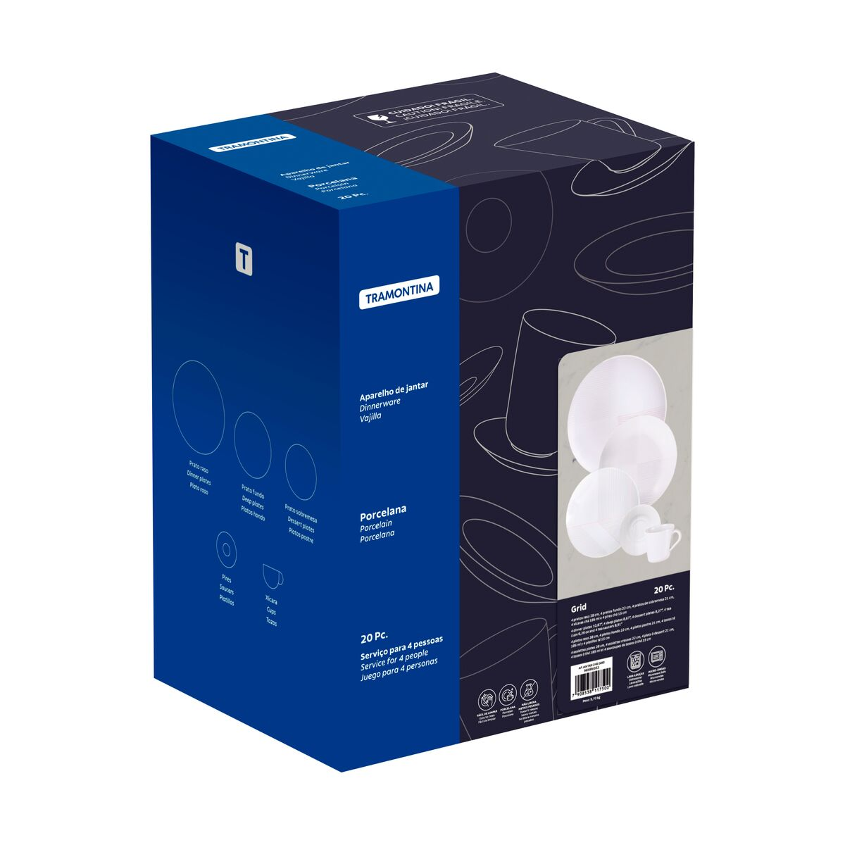 GRID | Porcelana Tramontina | 20 Piezas - 4 Personas