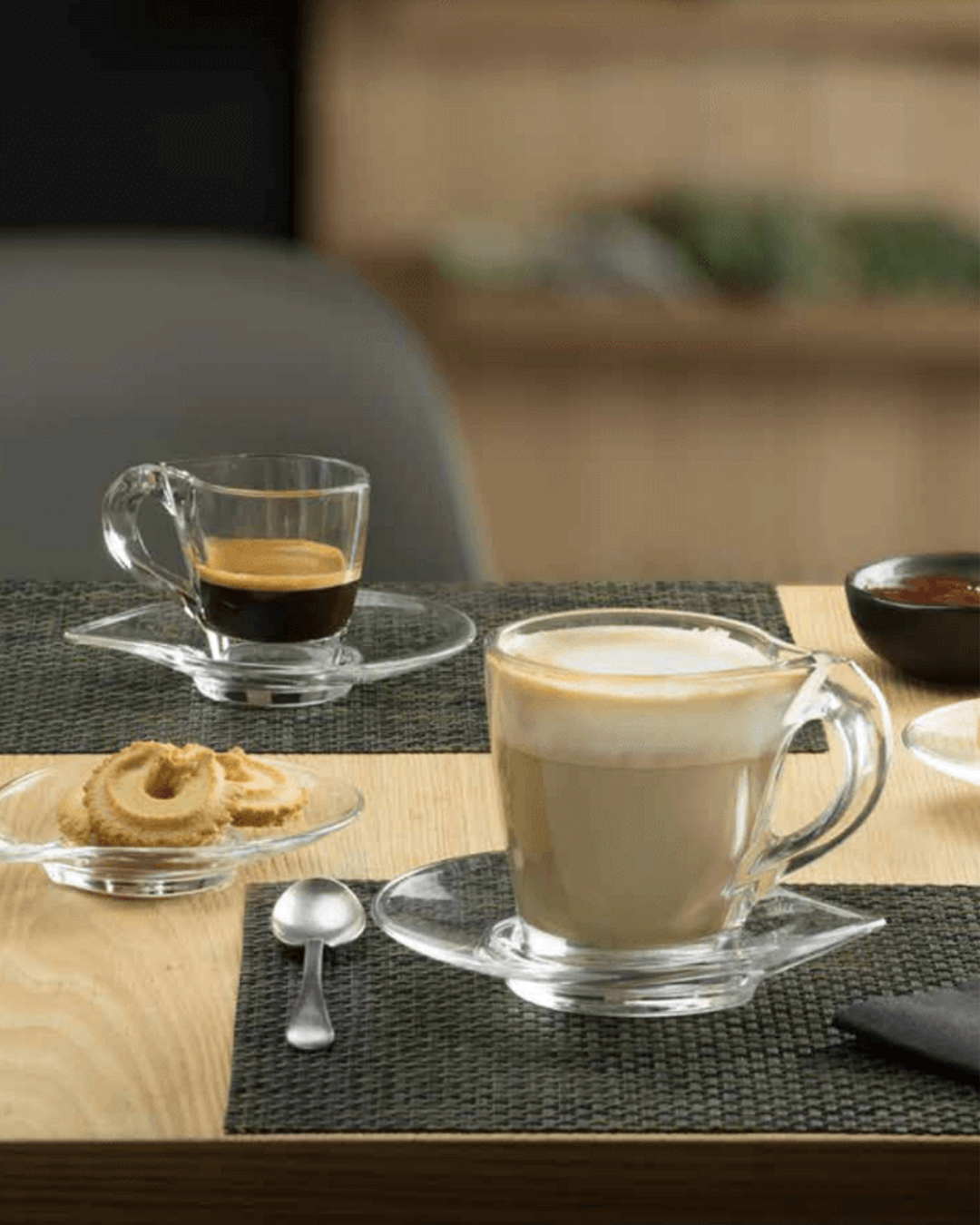 HAPPY CAPUCCINO 260 ml | Set 2 Tazas de Cristal + 2 platillos