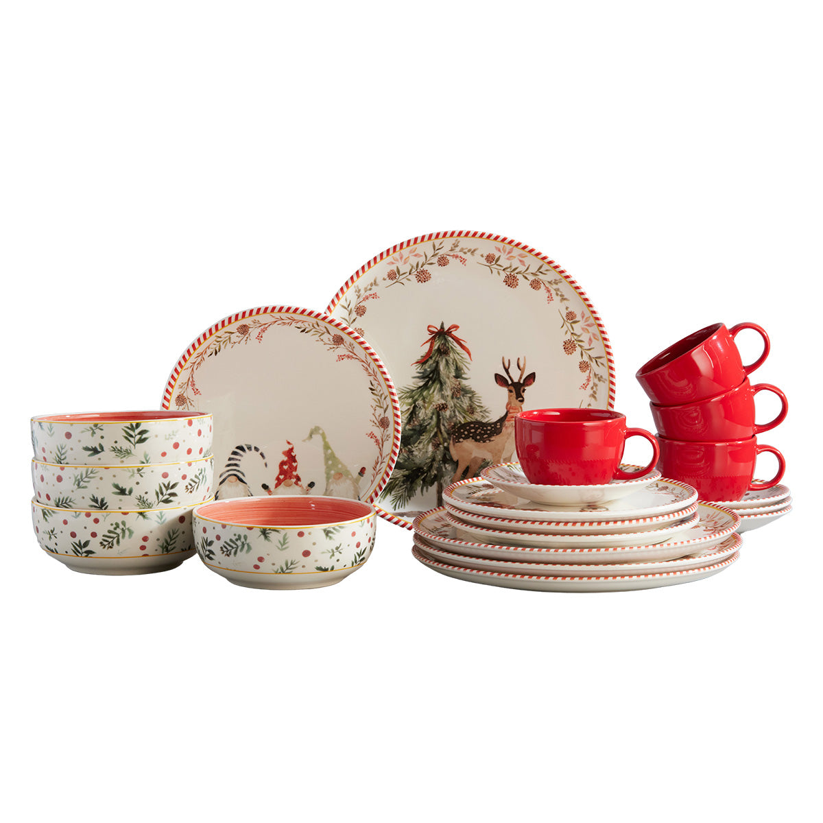 Vajilla Navidad FANTASY - 20 Piezas | Renos, Árboles y Pingüinos