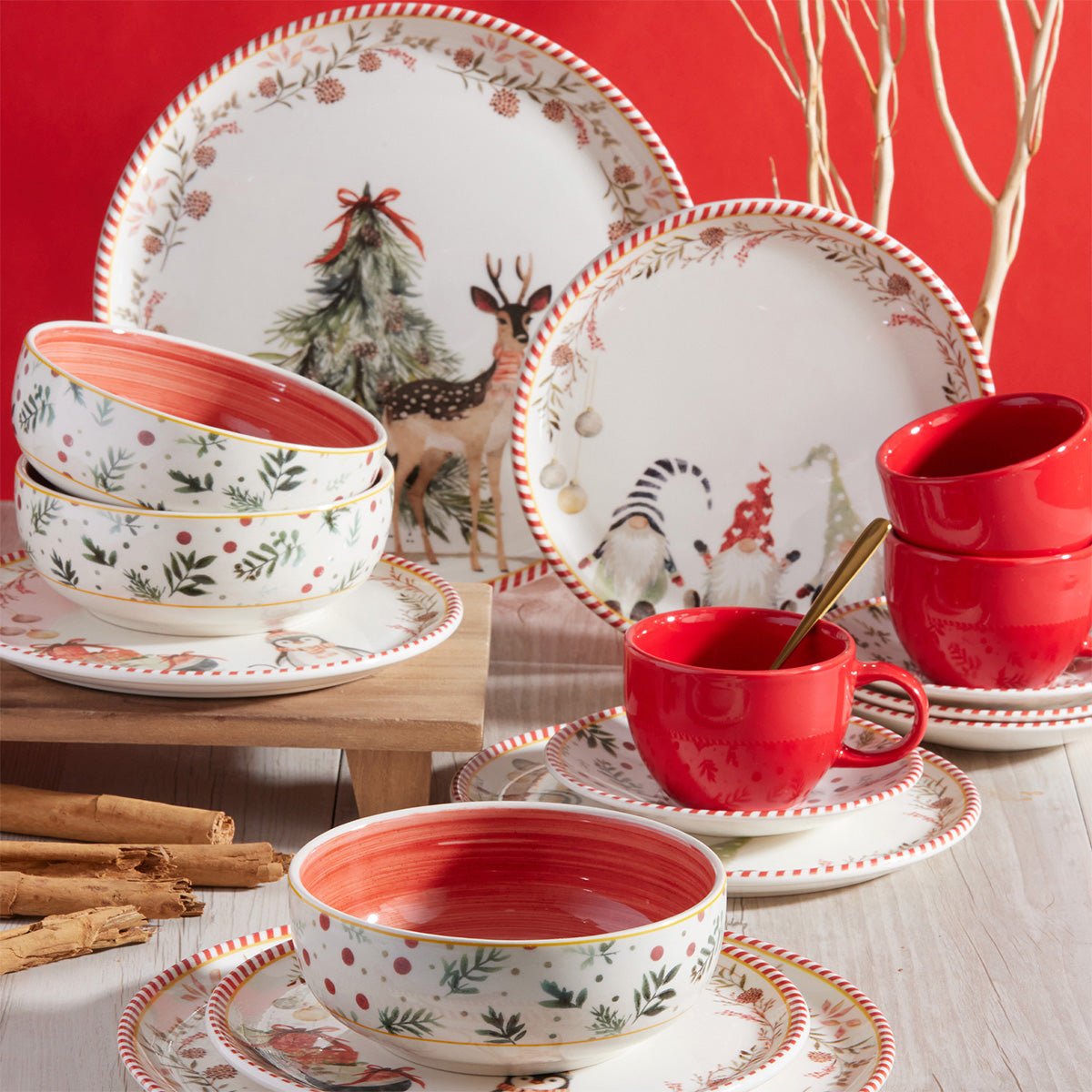 Vajilla Navidad FANTASY - 20 Piezas | Renos, Árboles y Pingüinos