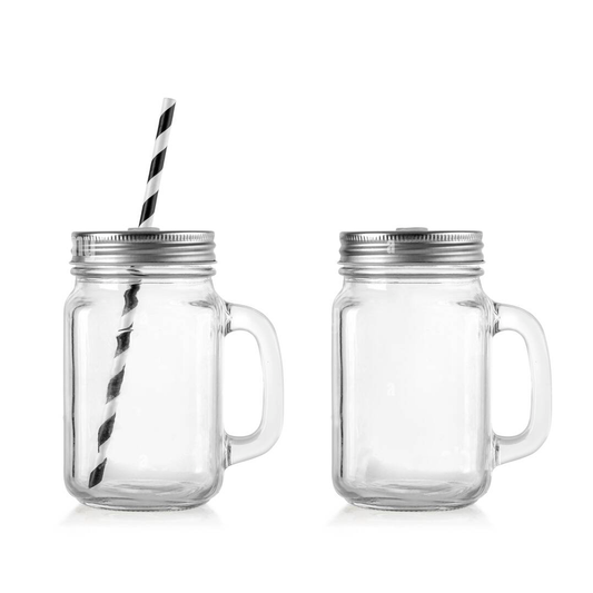 𝗠𝗔𝗦𝗢𝗡 𝗝𝗔𝗥 𝗦𝗠𝗢𝗢𝗧𝗛 𝟱𝟬𝟬 𝗺𝗹 | Vasos | Jarros de vidrio con tapa de metal. Incluye sorbete.