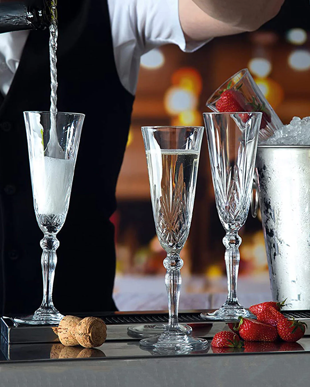 𝗠𝗘𝗟𝗢𝗗𝗜𝗔 - 𝗖𝗵𝗮𝗺𝗽𝗮𝗴𝗻𝗲 𝟭𝟲𝟬 𝗺𝗹 | 𝟲 𝗖𝗼𝗽𝗮𝘀 𝗙𝗹𝗮𝘂𝘁𝗮 | 𝗖𝗿𝗶𝘀𝘁𝗮𝗹 𝗧𝗮𝗹𝗹𝗮𝗱𝗼