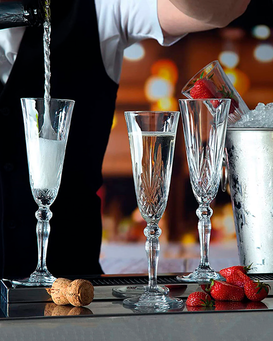 𝗠𝗘𝗟𝗢𝗗𝗜𝗔 - 𝗖𝗵𝗮𝗺𝗽𝗮𝗴𝗻𝗲 𝟭𝟲𝟬 𝗺𝗹 | 𝟲 𝗖𝗼𝗽𝗮𝘀 𝗙𝗹𝗮𝘂𝘁𝗮 | 𝗖𝗿𝗶𝘀𝘁𝗮𝗹 𝗧𝗮𝗹𝗹𝗮𝗱𝗼