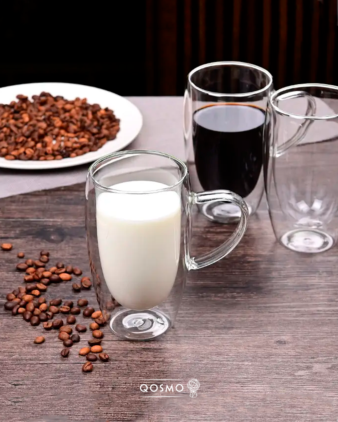 MUG TÉRMICO 450 ML | Doble Pared Borosilicato | Líneas Curvas