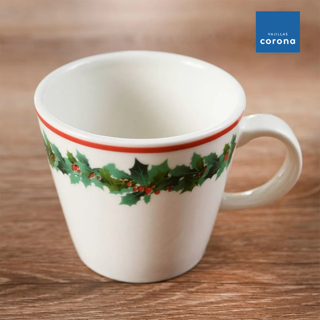 NOCHEBUENA - CORONA | Vajilla navideña decorado de árboles de Navidad, regalos y guirnaldas.