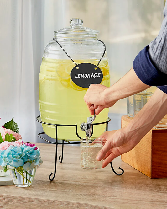 𝗥𝗜𝗡𝗚𝗢 𝟭𝟬 𝗟𝘁𝘀. - Dispensador de vidrio con soporte de metal.