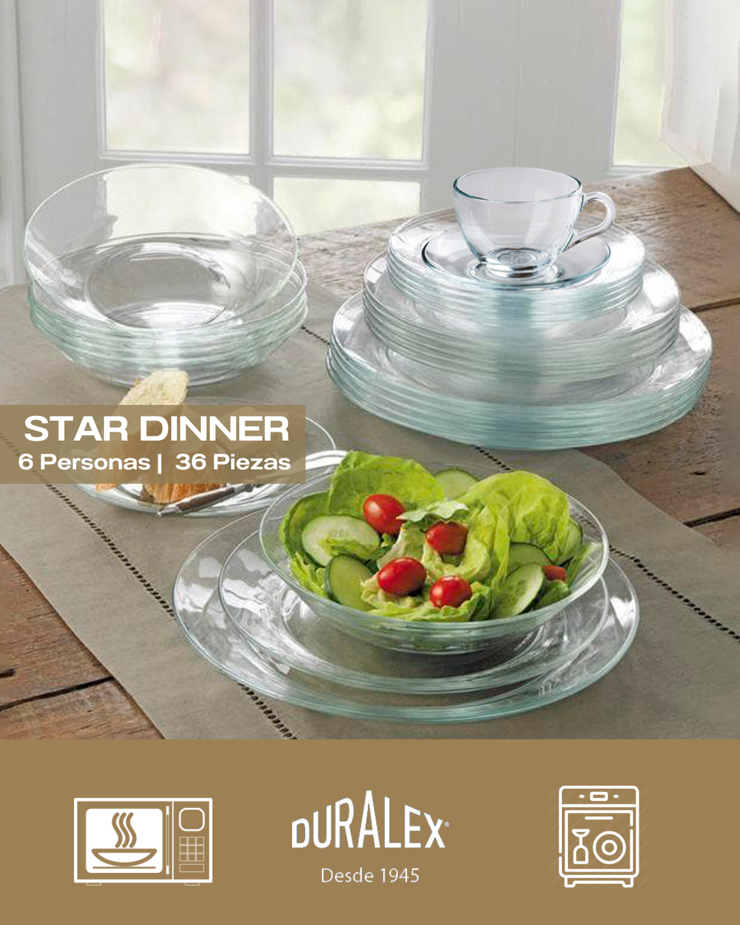 STAR DINNER - DURALEX - 36 Piezas | 6 Personas
