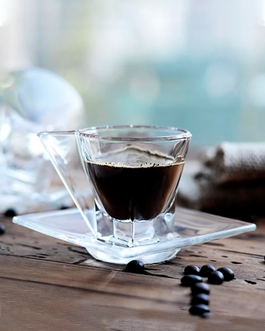 LUXYON CAPUCCINO 190 ml | Set 2 Tazas de Cristal + 2 platillos