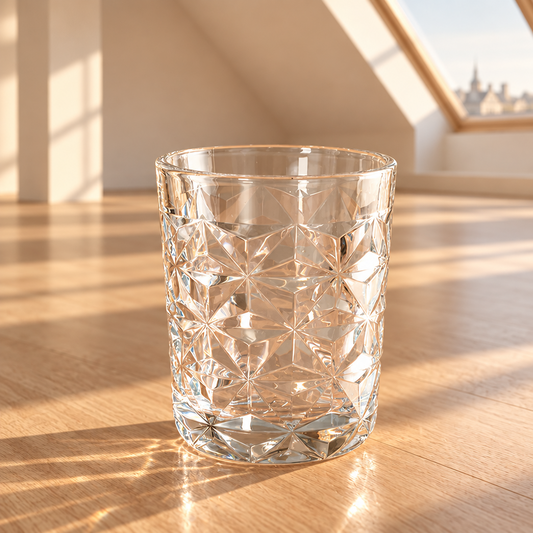 Vasos cortos 300 ml Vidrio cristalino. Superficie con relieves en forma de estrellas.