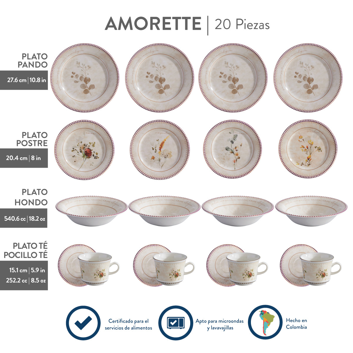 AMOUR - Filos Dorados | CORONA | 20 Piezas - 4 Personas