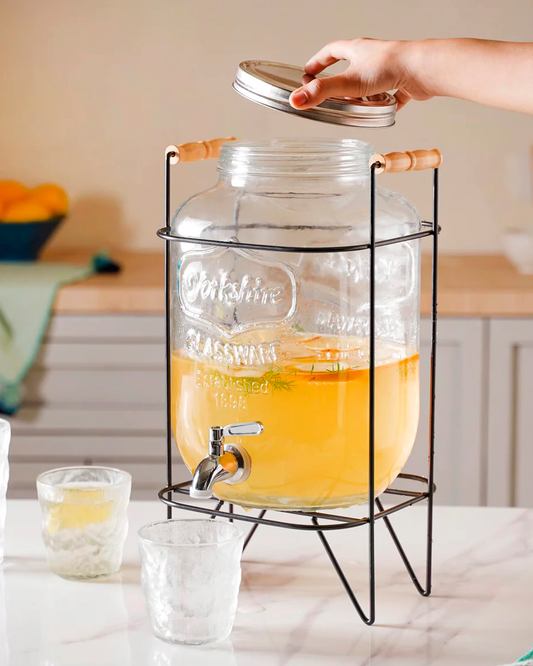 𝗖𝗘𝗦𝗧𝗜𝗡𝗢 𝟲 𝗟𝘁𝘀 - Dispensador de vidrio. Soporte de metal. Caño plastimetal.