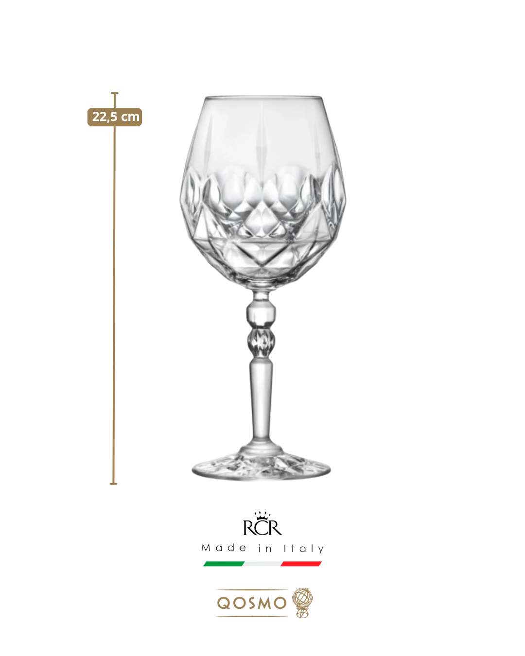 Set de 6 copas de cristal 530 ML. Cristalería itaiana QOSMOPERU