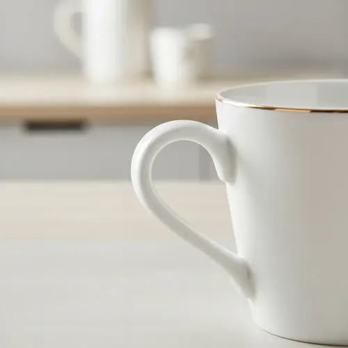 Set de té de porcelana Tramontina línea recta con filo dorado, 
6 tazas y 6 platillos - QOSMOPERU
