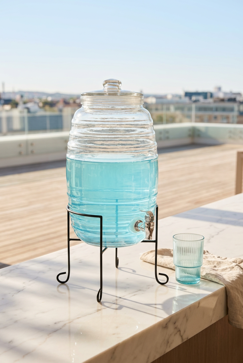 Dispensador de bebidas en terraza.